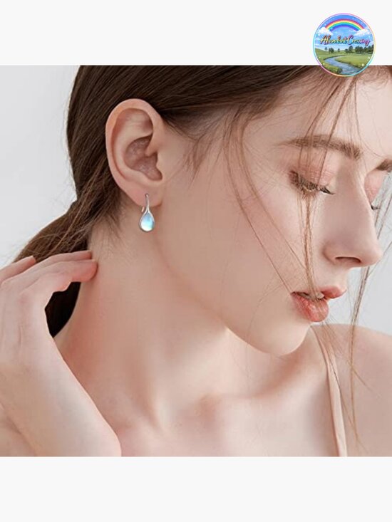 Moonstone Teardrop Earrings 925 Sterling Silver Dangle  925 Sterling Silver Teardrop Dangle Earrings with Moonstone
